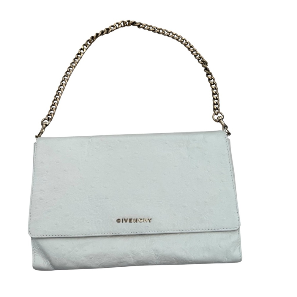 Givenchy White Ostrich Leather Shoulder Bag clutch Gold hardware - Picture 6 of 16